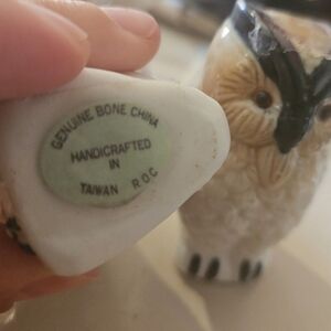 Bone China Handpainted Owl Figurine Shakers Twaiwan